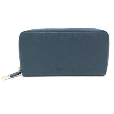 Pre-owned Dior Homme Navy Leather Long Wallet (bi-fold) () In Blue