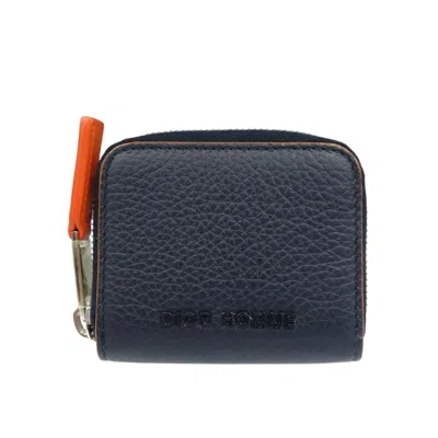 Pre-owned Dior Homme Navy Orange Leather Coin Purse/coin Case () In Navy, Orange