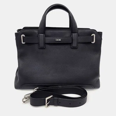 Pre-owned Dior Homme Normandy Black Leather Tote Bag