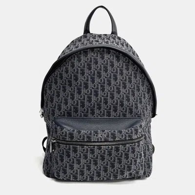 Pre-owned Dior Homme Oblique Navy Blue Fabric Backpack