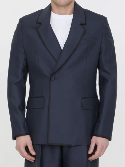 Dior Homme Oblique Tailored Jacket In Blue