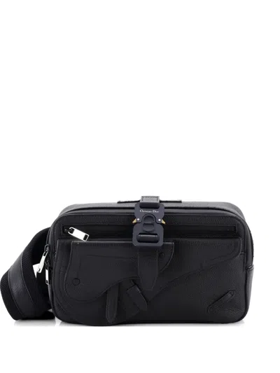 Pre-owned Dior Homme Saddle Leather Backpack In Black