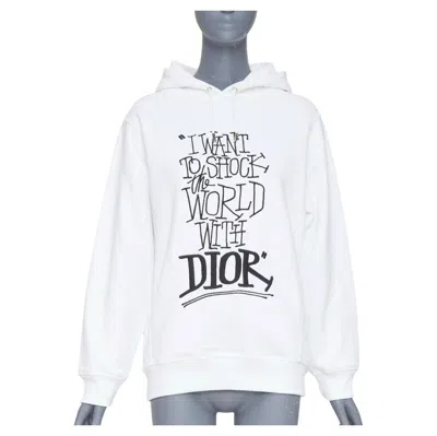 Pre-owned Dior Homme Shawn Stussy 2020 Runway Shock The World Logo Embroidered Hoodie Xxs In Gray