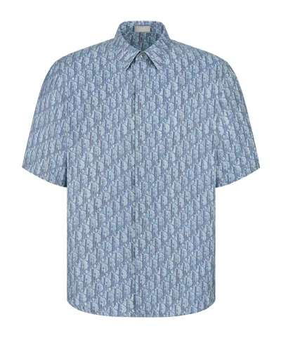 Dior Homme Short-sleeved Button-up Shirt In Blue