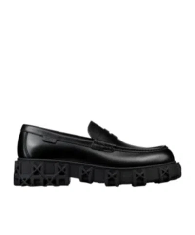 Dior Slickrock Leather Moccasin In Black
