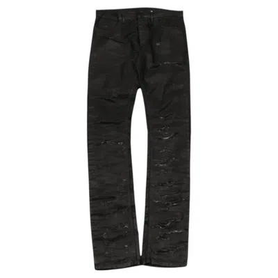 Pre-owned Dior Homme Ss04 Strip Wax Denim Size 32x38 Black Distressed Jeans Hedi Thrashed