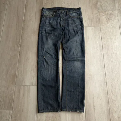 Pre-owned Dior Homme Ss2010 Washed Blue Distressed Straight Denim Jeans
