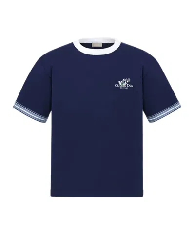 Dior Christian  Couture Lily Of The Valley T-shirt In Blue