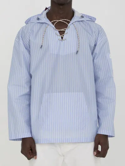 Dior Striped Hooded Shirt In Multi