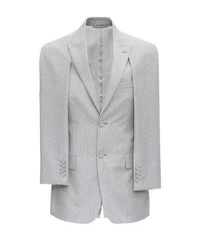 Dior Homme Striped Sleeveless Jacket In Gray