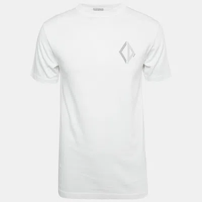 Pre-owned Dior Homme White Cd Diamond Embroidered Cotton T-shirt Xxs