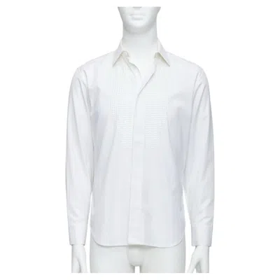 Pre-owned Dior Homme White Cotton Sequin Applique Front Darted Back Shirt Eu38 S