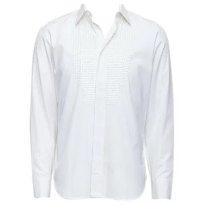 Pre-owned Dior Homme White Cotton Sequin Applique Front Darted Back Shirt Eu38 S