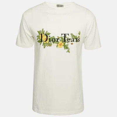 Pre-owned Dior Homme White Embroidered Cotton T-shirt Xxs
