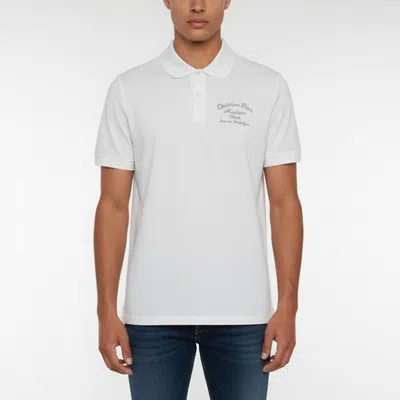 Pre-owned Dior Homme White Logo Embroidered Pique Knit Polo T-shirt L