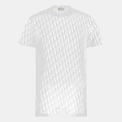 Pre-owned Dior Homme White Oblique Knit Sheer T-shirt Xxxs