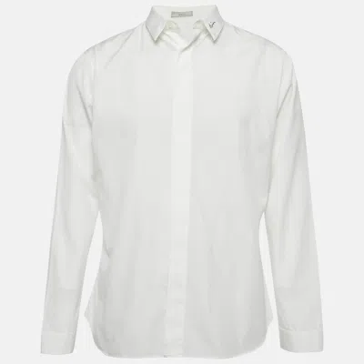Pre-owned Dior Homme White Signature Embroidered Cotton Poplin Shirt Xl