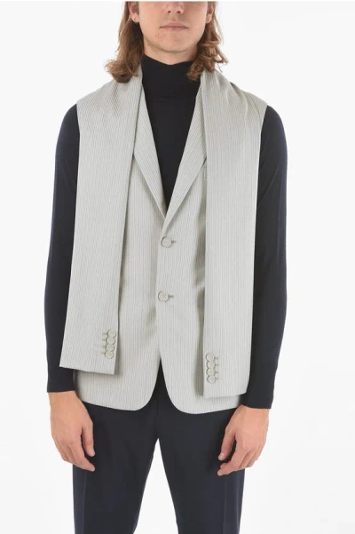 Dior Homme Wool Waistcoat With Peak Lapel And Sleeve Scarf In Grey