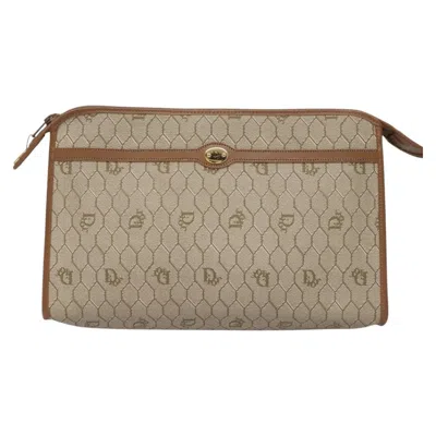 Pre-owned Dior Honeycomb Beige Canvas Clutch Bag ()