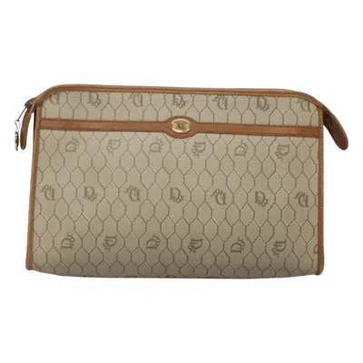 Pre-owned Dior Honeycomb Beige Canvas Clutch Bag ()