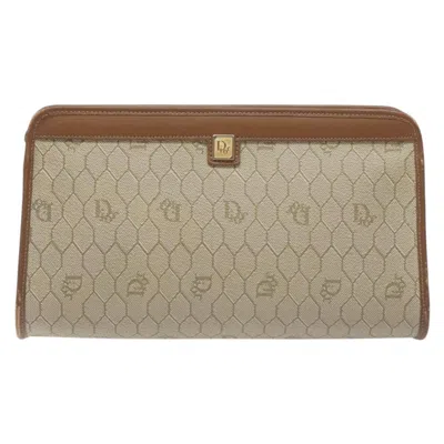 Pre-owned Dior Honeycomb Beige Canvas Clutch Bag ()