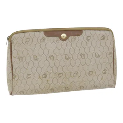 Pre-owned Dior Honeycomb Beige Canvas Clutch Bag ()