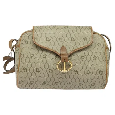 Pre-owned Dior Honeycomb Beige Canvas, Leather Shoulder Bag ()