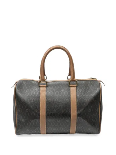 Pre-owned Dior Honeycomb Boston Tote Bag In Black