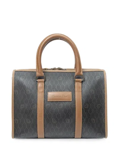 Pre-owned Dior Honeycomb Boston Tote Bag In Black