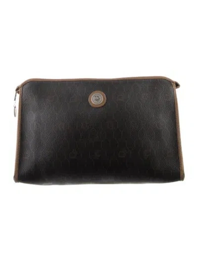 Pre-owned Dior Honeycomb Coated Canvas Cosmetic Bag In Brown
