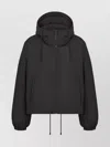 Dior Hooded Coat With Elastic Cuffs And Drawstring Hem In Black