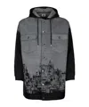 Dior Hooded Denim Coat In Gray