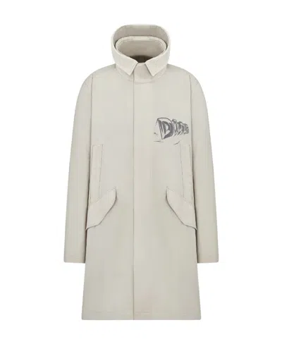 Dior Hooded Parker Coat In Gray