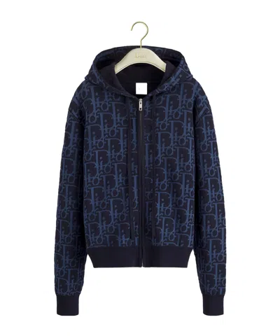 Dior Hooded Zipped Cardigan In Black