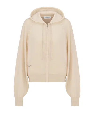 Dior Hooded Zipped Cardigan In Neutral