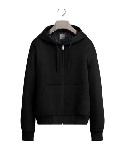 Dior Hooded Zip-up Jacket In Black