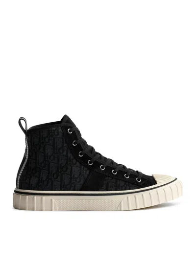 Dior Hooper High Sneaker In Black Oblique Jacquard