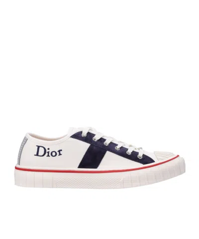 Dior Hooper Low-top Canvas Sneakers In White