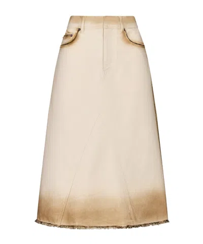 Dior Horn Medium Length Skirt In Nude