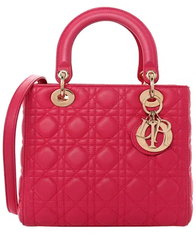Dior Hot Pink Cannage Leather Lady  Ghw Medium (authentic Pre-loved)