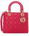 Dior Hot Pink Cannage Leather Lady  Ghw Medium (authentic Pre-loved)