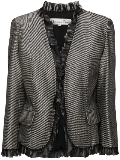 Pre-owned Dior Houndstooth Lace Jacket In Black