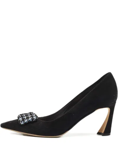 Pre-owned Dior Houndstooth Pointed Pumps In Black