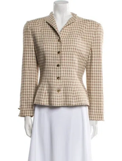 Pre-owned Dior Houndstooth Print Blazer In Neutral