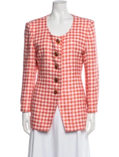 Pre-owned Dior Houndstooth Print Blazer In Pink