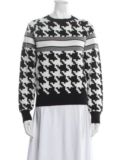 Pre-owned Dior Houndstooth Print Crew Neck Sweater In Black