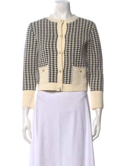 Pre-owned Dior Houndstooth Print Crew Neck Sweater In Neutrals
