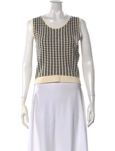 Pre-owned Dior Houndstooth Print Crew Neck Top In Black