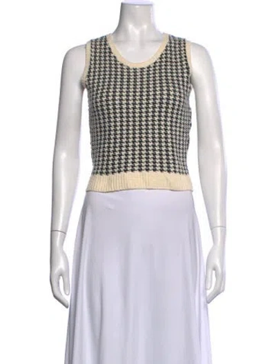 Pre-owned Dior Houndstooth Print Crew Neck Top In Black/white