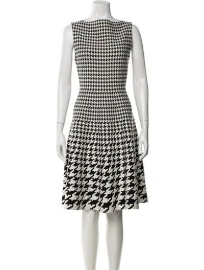 Pre-owned Dior Houndstooth Print Knee-length Dress In Black